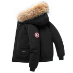Meeste Talve T&ouml;&ouml;riided Parka Moodne Paks Karvane Krae Puhverjakk XXL must
