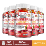 Airboy magneesiumgl&uuml;tsinaadi kummikommid 600 mg - D3-, B6-vitamiini, kaltsiumi ja kaaliumiga, 100 tk, lihaste ja luude tugi 100*5