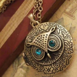 Naiste vintage sinine kivist kivist &ouml;&ouml;kull medaljoni ripatsiga pika ketiga kaelakee One Size