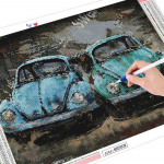 T&auml;is&uuml;mmargune teemantmosaiikauto teemantmaali maastik pilt kivist teemanttikandid 20X30