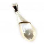 Les Tr&eacute;sors De Lily [D8721] - Pendentif Argent 'Eva' Nacre argent&eacute; - 30x8 mm valge