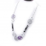 NOA [G5889] - Sautoir Cr&eacute;ateur 'Peace' violet argent&eacute; lilla