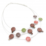 NOA [J5376] - Collier Cr&eacute;ateur 'Sissi' marron vert pruun