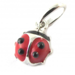 Les Tr&eacute;sors De Lily [N5348] - Pendentif Argent 'Coccinelle' rouge - 8x8 mm punane