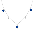 Les Tr&eacute;sors De Lily [Q2553] - Collier cr&eacute;ateur acier 'Love' bleu argent&eacute; - coeurs 8x8 mm sinine