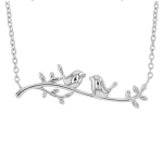 Les Tr&eacute;sors De Lily [Q9385] - K&auml;sit&ouml;&ouml;na valmistatud h&otilde;bedast kaelakee  Lovebirds  h&otilde;bedane (roodiumiga kaetud) - 28x10 mm h&otilde;be