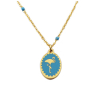 Les Tr&eacute;sors De Lily [R0181] - Collier cr&eacute;ateur acier 'Flamant Rose' turquoise dor&eacute; - 15x10 mm t&uuml;rkiissinine