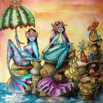 5D isetehtud teemantmaaling Fishlady t&auml;ispuuritud &uuml;mmargune teemanttikandid 30x30CM