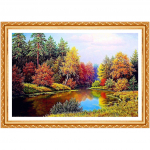 S&uuml;gise tiigi t&auml;is&uuml;mmargune teemantpilt Looduslik teemanttikandid Maastiku mustriga kivid 20X30CM