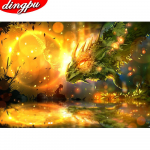 DINGPU t&auml;ispuurimise &uuml;mmargune teemantmaaling 5D teemantkunst tikandid maastiku mosaiik kodukaunistus 20X30CM