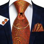 HI-Tie meeste kuldne Paisley lipsekett siidist kaelaside taskur&auml;tik mansetin&ouml;&ouml;bid &auml;ripulmadeks N-0976 kuld