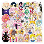 40/50/100 tk Uus Anime kleebis Sailor Moon Vesi J&auml;&auml; Kuu kleebised Mootorratta uisud kitarr Kohver PVC veekindlad kleebised m&auml;nguasjad 100pcs
