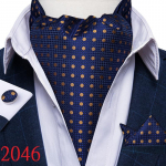 Mehed Vintage Polka Dot Wedding Formaalne Cravat Ascot Scrunch Self Briti stiilis pol&uuml;ester kaelalips Luksuslik 2047