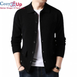 Cozy Up Autumn New Meeste kampsun kampsun lapel Meeste vabaaja kampsun br&auml;ndi meeste riided M must