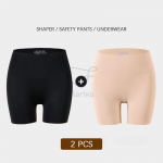 Flarixa 2TK 3-&uuml;hes turvap&uuml;ksid k&otilde;rge v&ouml;&ouml;kohaga &otilde;mblusteta naiste l&uuml;hikesed p&uuml;ksid keha vormiv aluspesu Plus Size Ice Silk Boxer alusp&uuml;ksid &otilde;hukesed M beež/must