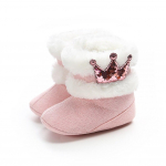 Talvised imikute seemisnahast lumesaapad Baby Boy Girl Kings Pehme tald, soliidne litrid Crown Walker v&auml;ikelapse pl&uuml;&uuml;sist voodriga Prewalker vasts&uuml;ndinu fliissaapad 0-18M 1/S