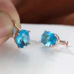 Roosa kulla v&auml;rvi vesisinine kivist tilkk&otilde;rvar&otilde;ngad naistele daamidele t&uuml;drukutele kihlus pulmadeks pruudimood ovaalne kivist ehe kingitus merelaine