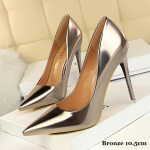 BIGTREE Euroopa ja Ameerika moodsad metallist kontsaga k&otilde;rge kontsaga kingad Shallow Mouth Pointed Night Club &otilde;hukesed &uuml;ksikud kingad 39 pronksi