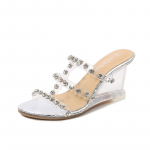 1098 seeria 8 cm kontsa kiil Metsik suvised naiste kingad Rhinestone Pandlaga Lihtsad Sussid L&auml;bipaistvad jalatsid LFD 34 h&otilde;be