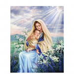 Teemanttikandid Virgin Diy Teemantmaal Ristpistes Teemantmosaiik Religioon Figuur Pilt kivist Full Round 30x40CM