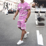 Suvine Meeste T-s&auml;rgi Komplekt Must Valge V&otilde;re 3D Prindiga Liigasuured Riided Trend Meeste Spordidress FitnessT-s&auml;rk L&uuml;hikesed r&otilde;ivad S