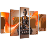 Viieosalise pildiga l&otilde;uendiprint Buddha Zen Spa Brown 100x70 pruun