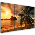Kolmeosalise pildiga l&otilde;uenditr&uuml;kk Palm Sunset 60x40 oranž