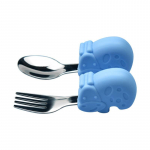 2 tk Multifilm Elevandi laste lusikas beebi l&uuml;hikese varrega roostevabast terasest lusika kahvliga lauan&otilde;ude komplekt V&auml;ikelastele beebidele