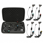 4 tk LED kalap&uuml;&uuml;gi kiikujate komplekt kalahammustuse indikaatori valgustaja karpkalap&uuml;&uuml;gi varustus koos kandekotiga must