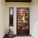 Pruun uksekleebis Vin&uuml;&uuml;l Dekoratiivuksed Puidutera 3D Jalutusk&auml;igu maastik Kleeptapeet Ukse terasest esik&uuml;lje kleebised 77x200cm(cut 2 pcs)