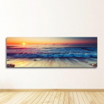 Suurem&otilde;&otilde;tmelised pildid elutuppa l&otilde;uendil maali rand laev meri seinakunst P&otilde;hjamaade plakatid ja prindid kodu kaunistus 60cm&times;150cm NoFrame