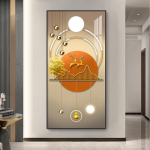 Abstraktne luksuslik kuldne l&otilde;uendimaal Rikas puuvalgus seinakunst Hirve plakatid ja v&auml;ljatr&uuml;kid elutoa veranda koridori sisekujunduseks 60cm&times;170cm NoFrame