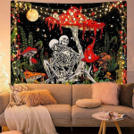 Kolju-seene seinavaibad Skelett Lovers Gobel&auml;&auml;nid Vintage Taimed Kuu Hipi gooti seinaripp Magamistoa esteetiliseks sisekujunduseks 150x100cm