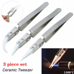 3 komplekti keraamilised sirge otsaga elektroonilised jootmispintsetid, antistaatilised p&ouml;&ouml;rdhappekindlad t&auml;ppispadrun keraamilised Cross tweezers