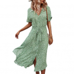 S&auml;rkkleit rev&auml;&auml;r Mitmek&uuml;lgne s&auml;&auml;re keskosa pikkus Atraktiivne ilus lillemuster Elegantne kleit igap&auml;evane riietus L heleroheline v&auml;rv