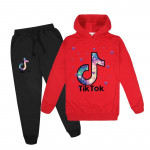 Vabaaja unisex laste spordi&uuml;likond lastele pikkade varrukatega Tik Tok tr&uuml;kitud kapuuts + p&uuml;kste komplekt Moodne kapuutsiga sviiter + p&uuml;ksid 120cm
