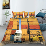 3D-voodipesukomplekt s&otilde;iduki mustriga tekikate ja padjap&uuml;&uuml;r, 2 v&otilde;i 3 lennukit v&otilde;i harvesterit prinditud t&auml;issuuruses pestav ja mugav voodipesu UK Single 135x200cm