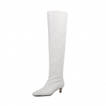 Krazing Pot PU s&uuml;gistalvised kingad, kandilised varbad, kontsad, l&auml;&auml;nesaapad, plisseeritud kaunistus, naiste k&otilde;rged saapad 39 valge