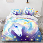 3D Unicorn tr&uuml;kitud voodipesu ja padjap&uuml;&uuml;rid 2 v&otilde;i 3 t&uuml;drukute toa voodipesu DE135 * 200 t&auml;issuuruses pehme ja kiiresti kuivav kodukaunistus Baby 100x135cm