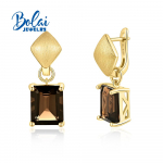 Vintage kullast 925 h&otilde;bedast naturaalne suitsukvarts v&auml;&auml;riskivide k&otilde;rvar&otilde;ngad naiste moepeened ehted kingitus M kollane