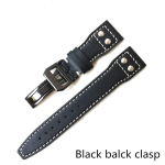 Kaubam&auml;rgid 22mm tumepruun must meeste ehtsast nahast kellarihm Replace for IWC Big Pilot Rivet Deployant klambriga kellarihma k&auml;ev&otilde;ru 22mm black