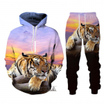 Must-valge The Tiger 3D Prindiga meeste dressipluusid kapuutsidega komplekt meeste l&otilde;vi dressid/pullover/p&uuml;ksid Spordir&otilde;ivad kevad s&uuml;gis XL