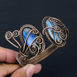 Labradoriidi v&auml;&auml;riskivi puhas vasktraadiga m&auml;hitud k&auml;sitsi valmistatud mansett/k&auml;ev&otilde;ru ehted talle Adjustable sinine