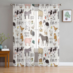 P&otilde;llumajandusloomad lehm siga kits kana part t&uuml;ll l&auml;bipaistev aknakardinad elutuppa magamistuppa Moodsad Voile organza kardinad kardinad W135 x H115cm x1