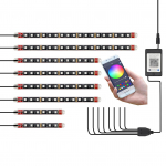 12 tk mootorratta LED-valgustite komplektid v&auml;rvilised mootorratta LED-valgusti APP juhtvalgustiribad IP65 8pcs must