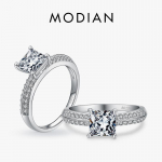 Modian Luxury Square Clear CZ S&otilde;rmus 925 Sterling Silver Fashion S&auml;delevad s&otilde;rmused naistele Pulmapeened ehted 5 h&otilde;be