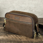 KONTAKTID Mehed Ehtsast nahast Sling &otilde;lakotid Retro v&auml;ikesed k&auml;ekotid Kvaliteetsed meeste Crossbody kotid K&auml;ekotid kohv