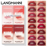 LANGMANNI The New 16 -lip Gloss Set Matte Fog Lush Four Boxes of Four Boxes of Lip Gloss Suits 16pcs