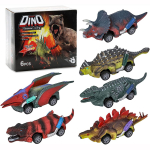 6 komplekti dinosauruste m&auml;nguasjade tagasit&otilde;mbamisautode komplekt, dinom&auml;nguasjad 3-aastastele poistele ja v&auml;ikelastele, miniloomakujulised tagasit&otilde;mbamisautod m&auml;nguasjad, dinosauruste m&auml;ngud koos T Rexiga 13x4x4cm