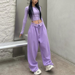 Naiste dressip&uuml;ksid, Y2k Ameerika vintage hip-hop stiilis vabaaja laia s&auml;&auml;rega spordip&uuml;ksid naiste korea t&auml;navar&otilde;ivad S lilla